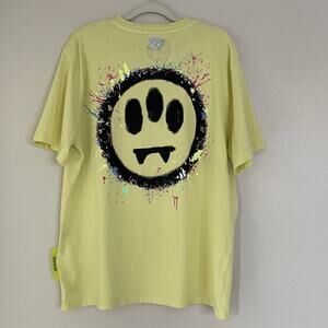 Barrow Graphic T-Shirt Made In Italy Smiley Face Fangs Splatter Yellow Men’s XXL